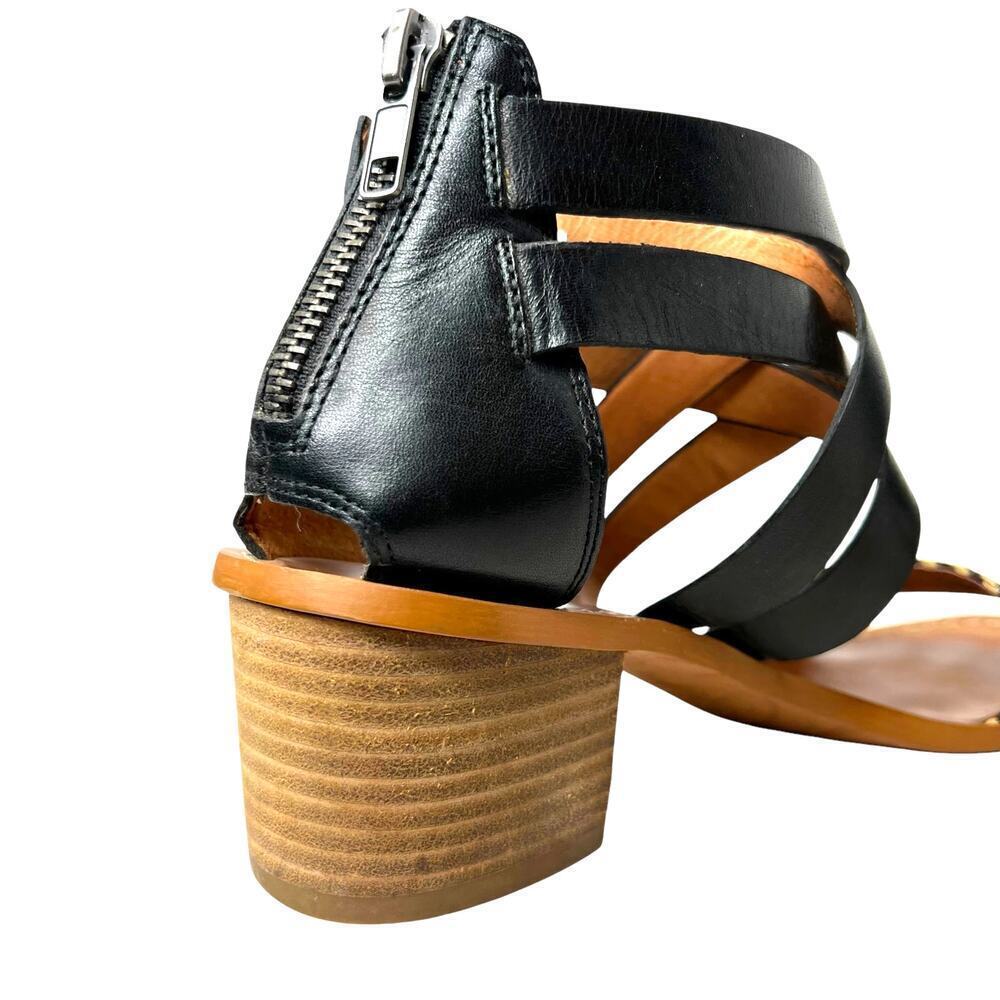 MADEWELL the Lora Leather Ankle Wrap Sandal in Black and Cream Women’s Size 6 - Picture 7 of 11